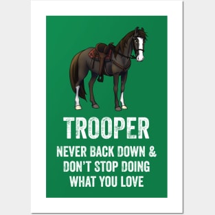 Fancy Forest Farm • Trooper - Never Give Up • White Text Posters and Art